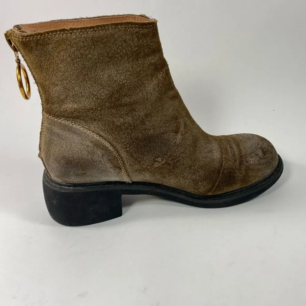 Leather ankle high booties
